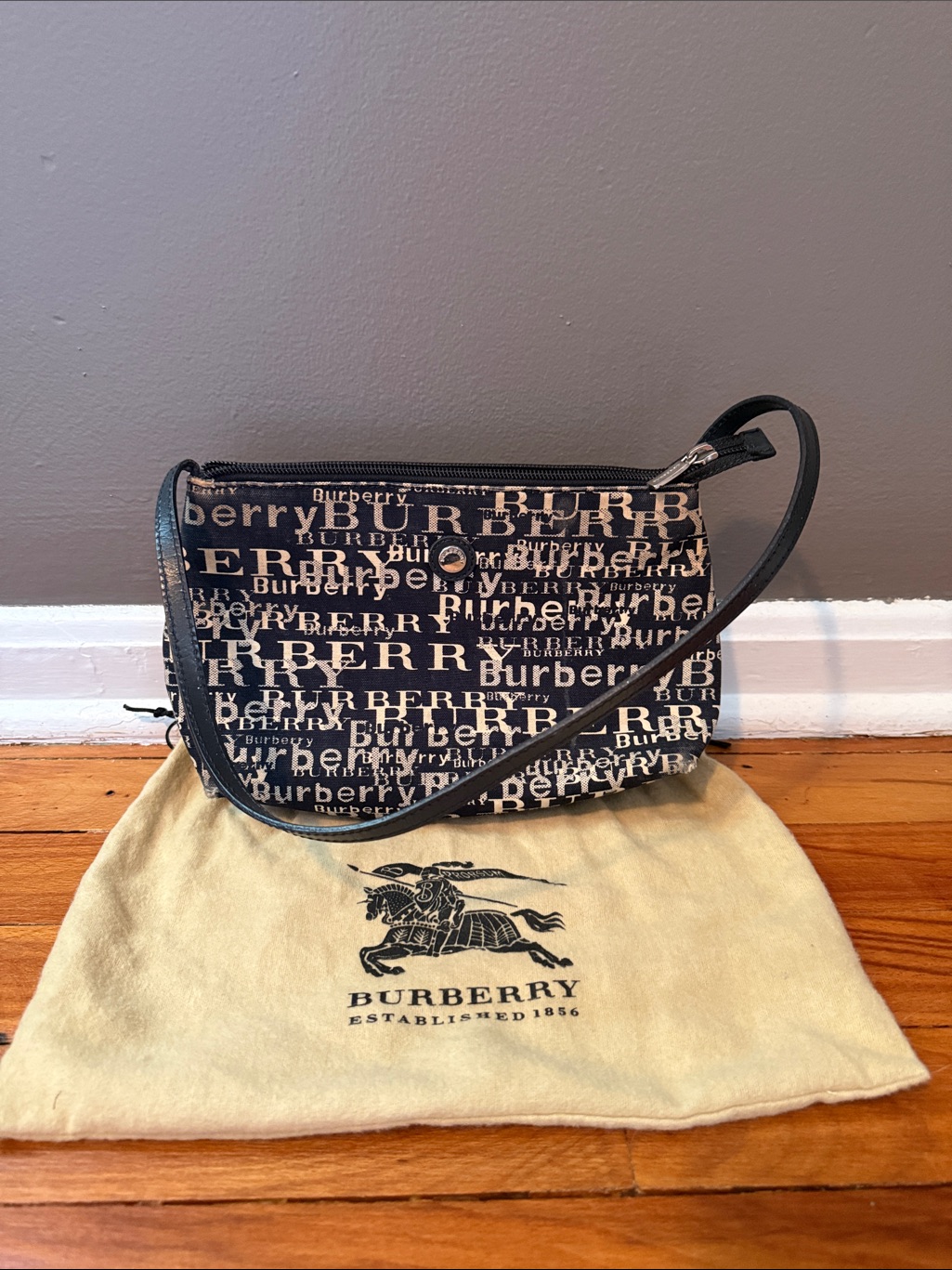 Burberry Black Logo Monogram Shoulder Bag